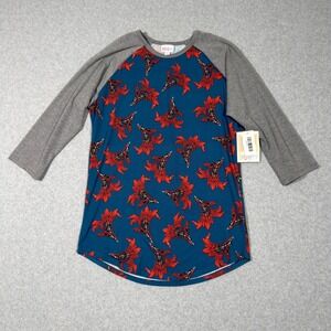 NWT LuLaRoe Randy Top Womens M Floral Raglan Baseball Tee Casual Comfy Boho